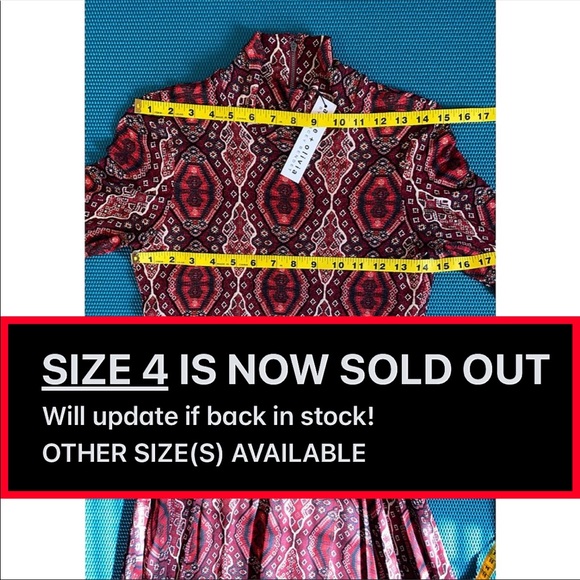 Alice + Olivia Clare Turtleneck Long Sleeve Midi Boho Burgundy Red Dress - Picture 10 of 16